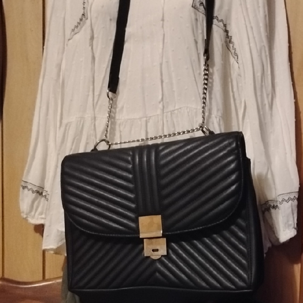 Topshop Black Quilted Laptop Bag